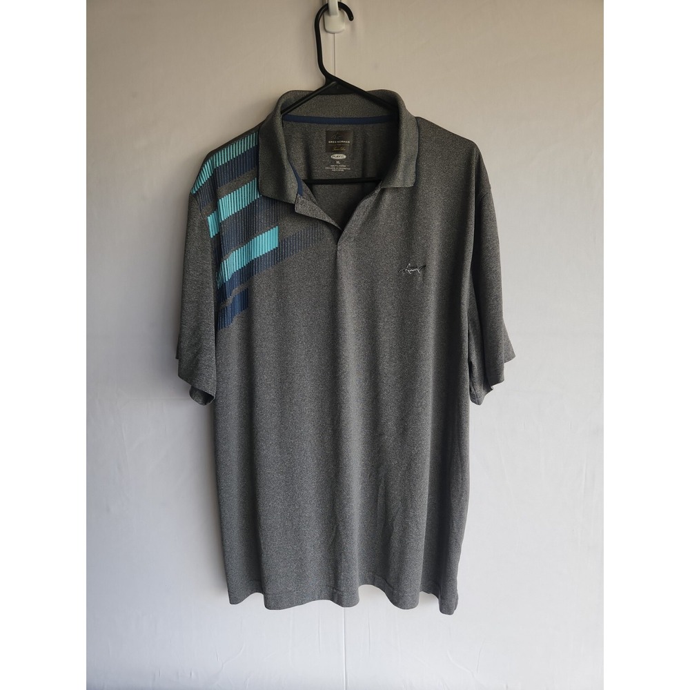Greg Norman Men's Shirt Gray Short Sleeve Golf Play Dry Size XL